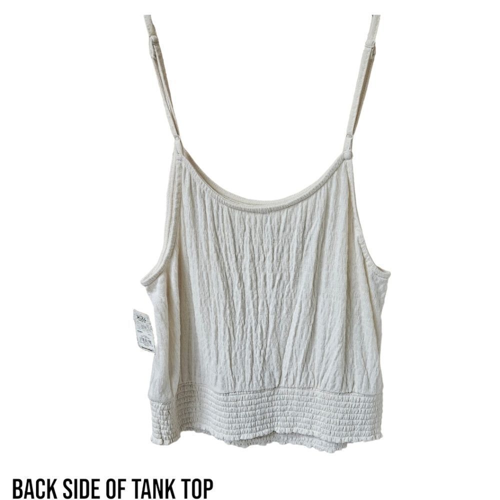 MUDD Women's Cream colored Soft Smocked bottom Tank Top - Picture 3 of 12